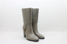 Franco Sarto Women's Grey Leather A-Wyatt Round Toe Mid Calf Boots FS 6M