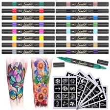 Suu66 Temporary Tattoo Markers Kit, Dual-End 16 6 Count Pack of 16 , 16