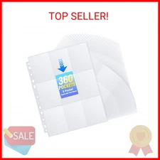 360 Pockets Binder Sleeves Double-Sided 9 Pocket Trading Pages for 3 Ring Binder