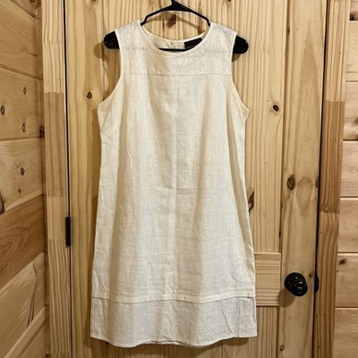Women's Sleeveless Dress Beach Minimalist Boho Resort Linen Blend Size 12