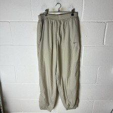 Vintage Nike Tracksuit Bottoms Mens Large Beige Black Swoosh Y2K Baggy 00s Retro