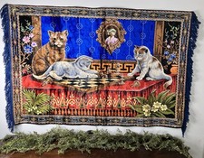 Vintage Tapestry Wall Hanging Rug Cats Kitten...