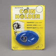 Vintage 1967 Quikoin Coin Holder Key Chain Squeeze Change Purse Made In USA NOS