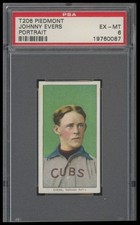 1909 T206 Piedmont 150 JOHNNY EVERS HOF Portrait Chicago Cubs PSA 6 EX-MT
