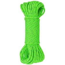 Gm Climbing 6Mm Accessory Cord Rope Double Braid Ce/uiaa (Green, 20Ft)