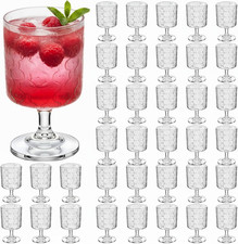 48 Pcs Unbreakable Mini Vintage Goblet Set - Clear Plastic Wine Cups