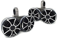 Wet Sounds REVO6-XSB-SS Black 6.5" LED Speakers in KMTED Black Towers