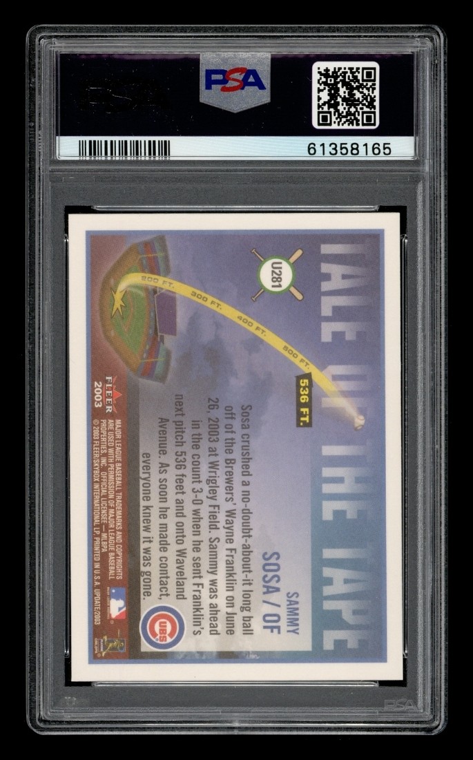2003 Fleer Tradition Update: #U281 Sammy Sosa PSA 9 MINT view 2