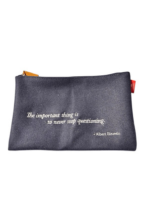 Viking Wool Navy Bank Deposit Bag with Albert Einstein Quote - Zipper Closure