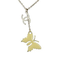Chanel Butterfly 2Way Reversible Necklace Women Pink One Size