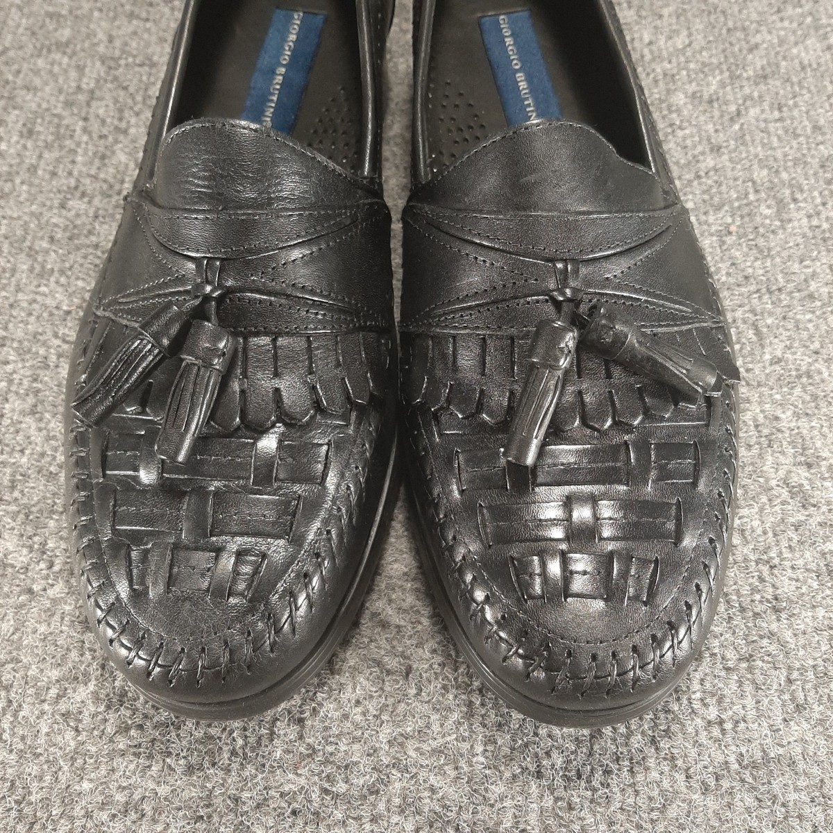 Giorgio Brutini Loafer Mens 9D Bartell Woven Leather Tassel Dress Shoe Casual Giorgio Brutini Bartell brown woven leather tassel loafers  main image 4