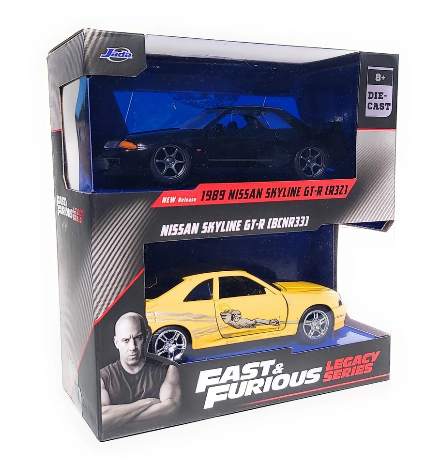 Jada Toys 1/32 Fast & Furious Legacy Nissan Skyline GTR R32 & R33 Twin Pack New - Image 2 of 4