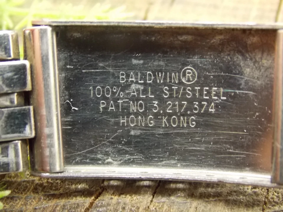 Correa de reloj Baldwin vintage usada cierre de despliegue acero inoxidable 17,5 mm Foto 4 de 4