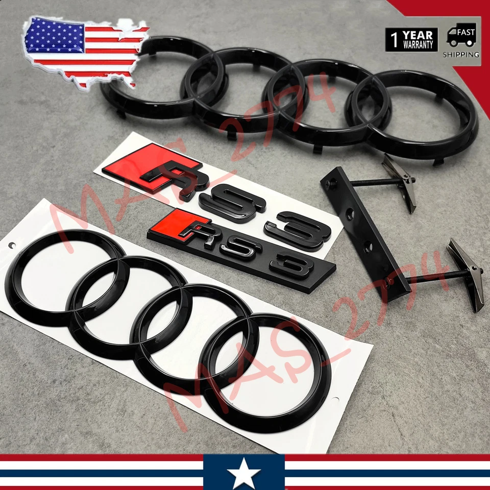 4 шт. черный RS3 273 мм переднее кольцо 192 мм заднее кольцо решетка эмблема задний багажник значок - Изображение 4 из 4