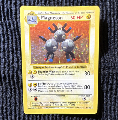 Pokemon TCG Magneton Holo Rare 9/102 Fossil 1999 Stage 1 HP 60 English