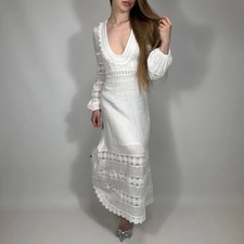 Zimmermann Castile Plunge Crochet Trimmed Linen Luxury Style Dress