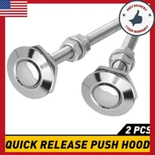 2pc Push Silver Button Quick Release Hood Pin Bonnet Lock Clip Car Bumper Latch