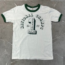 70s Vintage Notre Dame Graphic Ringer Tee Mens Large National Champs Shirt