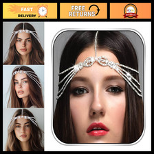 Rhinestone Head Chain Jewelry - Silver Crystal Hairpiece for Weddings  Proms