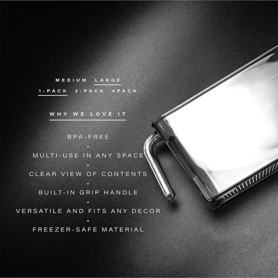 Recipientes de armazenamento de plástico transparente para despensa e geladeira, caixas organizadoras com alças - Imagem 3 de 4