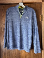 Under Armour heat gear 1/4 zip long sleeve shirt boys size YXL.
