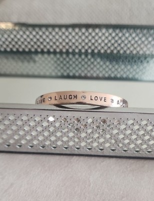 BCBGeneration Rose Gold Toggle Bracelet 'Live Laugh Love Alot' Bangle W. Crystal