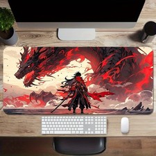 40 90cm Extra Large Gaming Mouse Pad with Dragon Warrior Design, Rubber Base, Re