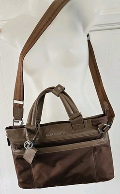 PIQUADROD W 0484 15.6'' Laptop Traveler Shouler & Handle Multi Pocket Brown EUC+