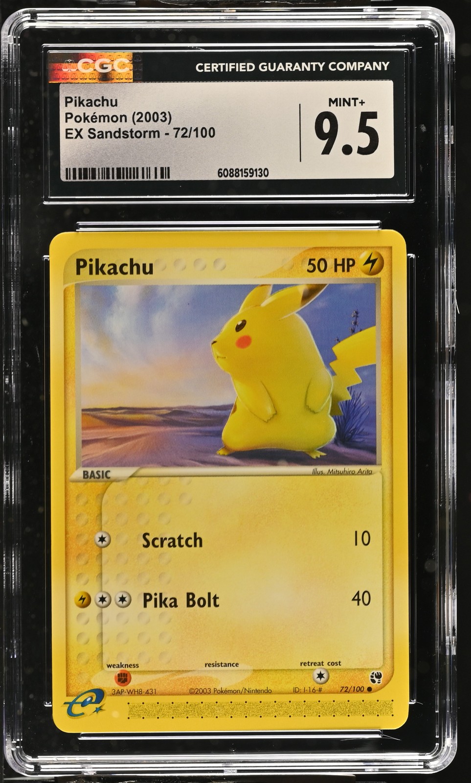 CGC 9.5 MINT+ Pikachu 2003 EX Sandstorm 72/100 Pokemon Card