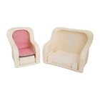 Vintage Barbie 1983 Mattel Dream Cottage White Faux Wicker Furniture Couch Chair