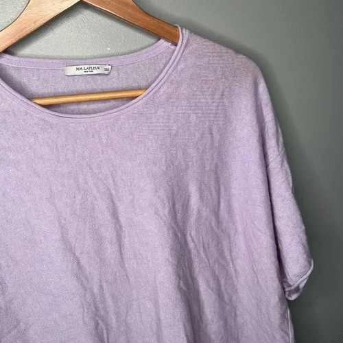 M.M. Lafleur Extra Fine Merino Wool Cashmere Blend Airy Sweater Tee - Lavender - Bild 4 von 10