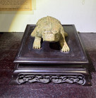 Large Antique/ Vtg. Chinese Export Bronze Beast? on Wood Base — photo 1