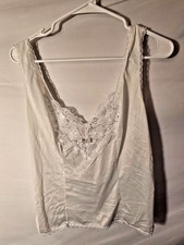 Vintage Ashley Taylor White Lacy Cami Camisole Top Women's Size Large L C Modest