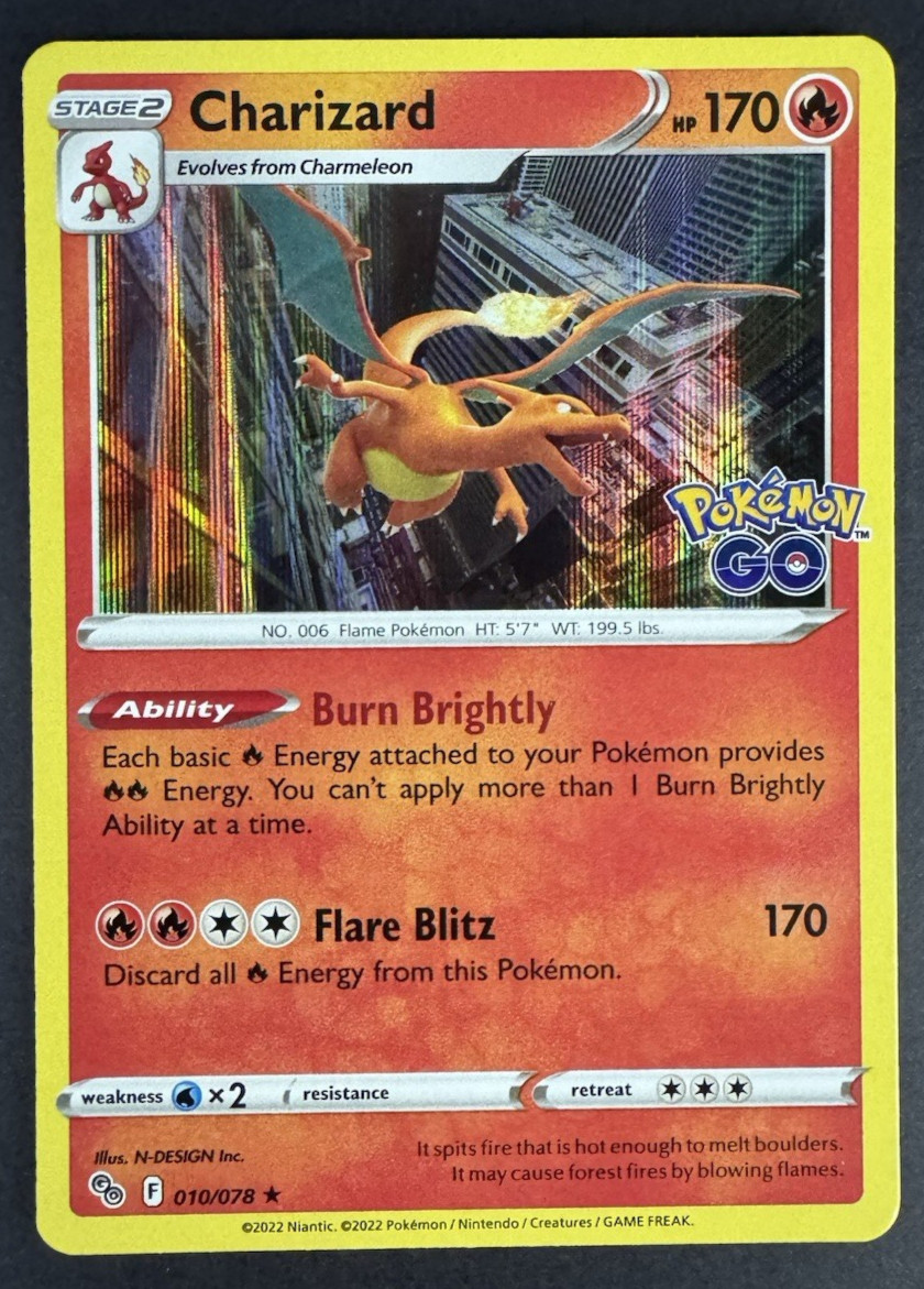 Charizard 010/078 Holo Rare - Pokémon GO - Pokémon TCG - LP