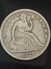 1877 Seated Liberty Half Dollar Silver Coin Circulated Nice Detail