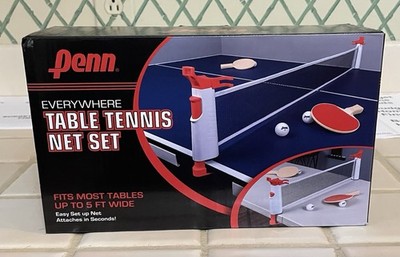 Penn Everywhere Table Tennis Net & Post Set 2 Paddles 3 Balls Retractable Net