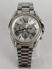Michael Kors Bradshaw 42mm Silver Tone Quartz Date Watch w/Bracelet New Battery