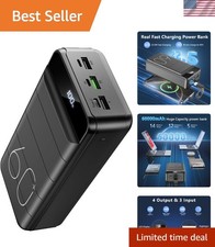 Portable 60000mAh Power Bank with Fast Charging, Safety Features 4 Outputs