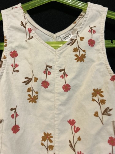 Child Of Mine Carter's Girl Size 18 Months Jumper Dress Corduroy Cream Floral - Picture 2 of 12