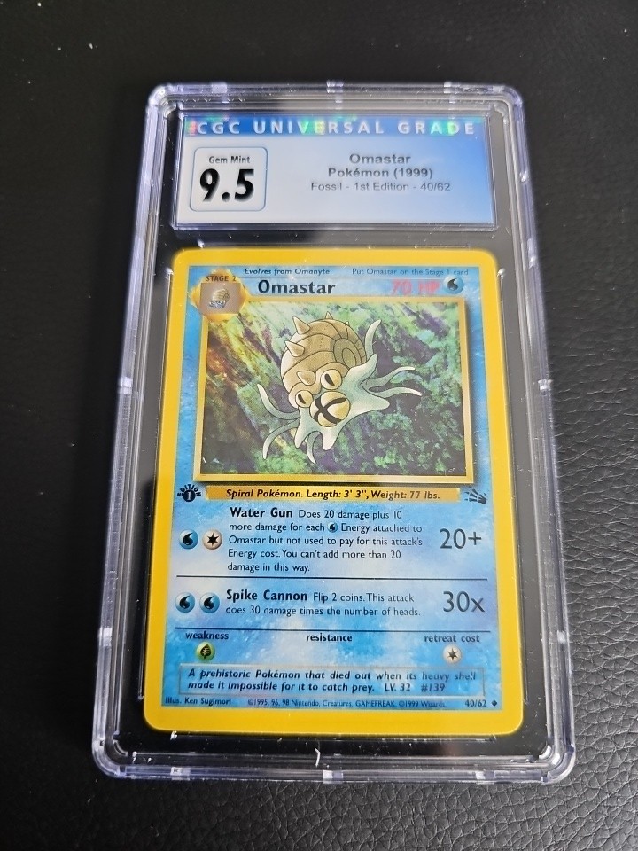 Pokemon CGC 10 Omastar 40/62 Fossil 1st edition