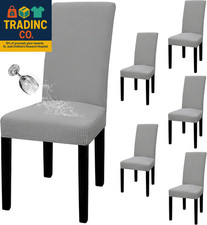 100 Waterproof Dining Room Chair Cover Set of 6, Stretch Jacquard Parson Chair