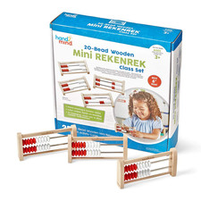 Mini 20-Bead Wooden Rekenrek Class Set, Number Rack for Kids, Abacus for Kids, C