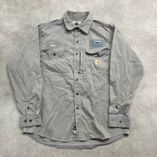 Carhartt Work Shirt Mens Large Workwear Ripstop Long Sleeve Button Up, Grey