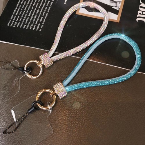 Bling Bling Phone Wrist Strap Rhinestone Diamond Lanyard Phone Pendant - Photo 4 sur 20