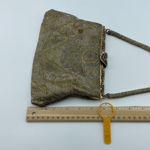 LANGLOIS & JARGEAIS Purse Vintage Beaded Bag France Steel Brass Frame 9x13 - Picture 16 of 16