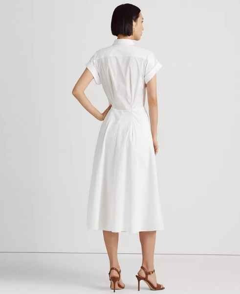 ワンピース LAUREN RALPH LAUREN Woman Dress White 250863911 003 Ralph Lauren women's Twist Front Cotton Blend Shirt Dress