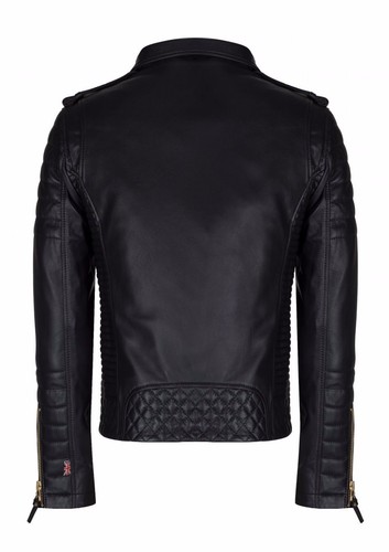 Chaqueta de motociclista de cuero acolchado genuino piel de cordero para hombre ajuste ajustado - Imagen 3 de 4