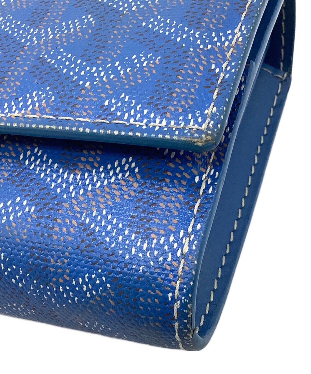 Goyard Folding Long Wallet Herringbone Pattern Blue Yellow From