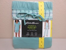 Eddie Bauer Women Sleep Set 4pc Tank,T-Shirt,Shorts,Pants Size S - Green NWT