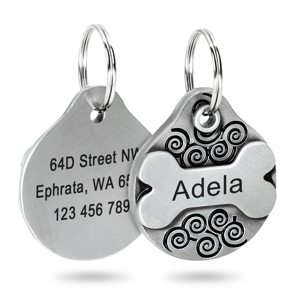 Stainless Steel Dog Tags Personalized Name Address Front Back